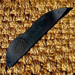 Artisan made incense holder with flower of life carving